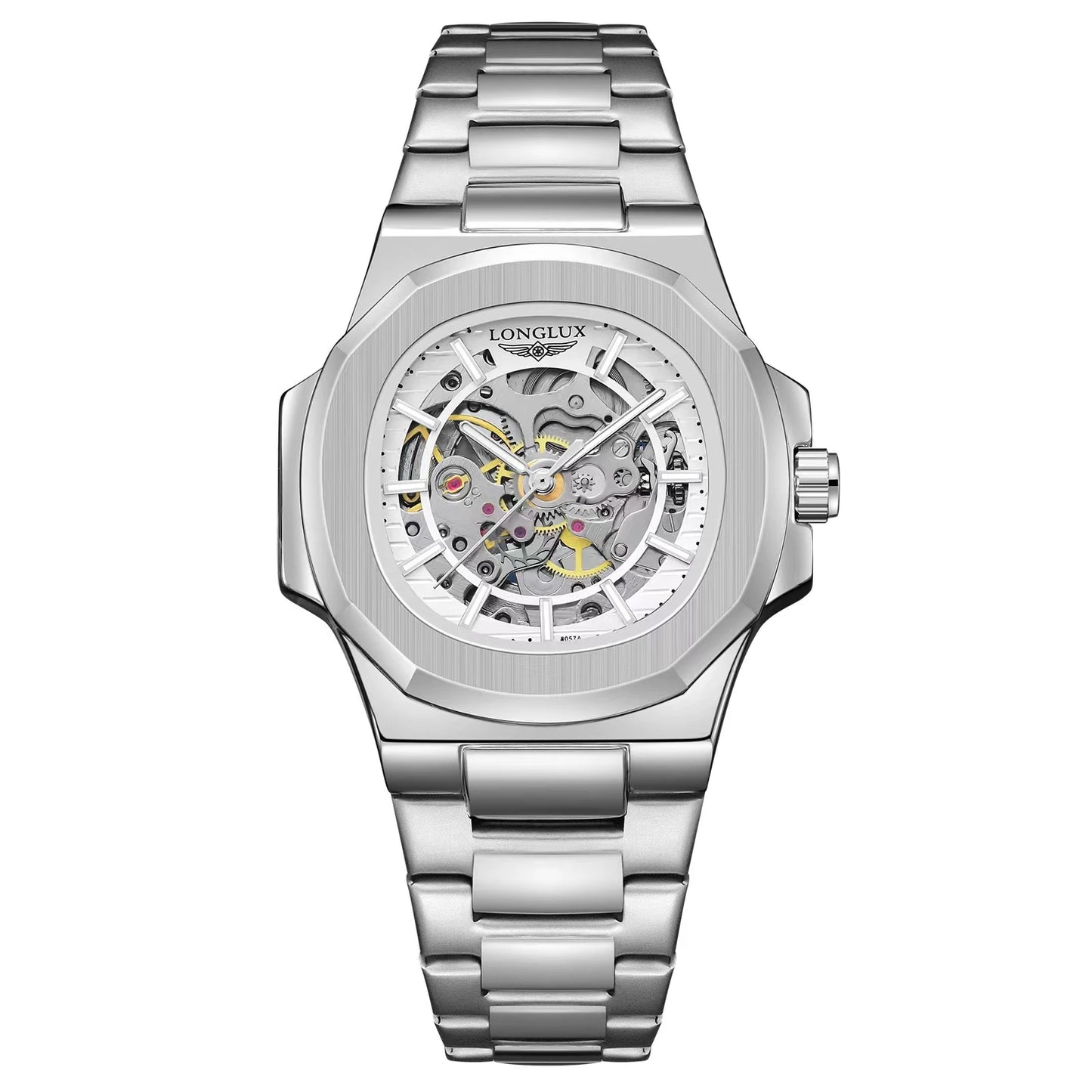 Men automatic watch luxury mechanical watches waterproof business skeleton wholesale stainless steel gift man watch
