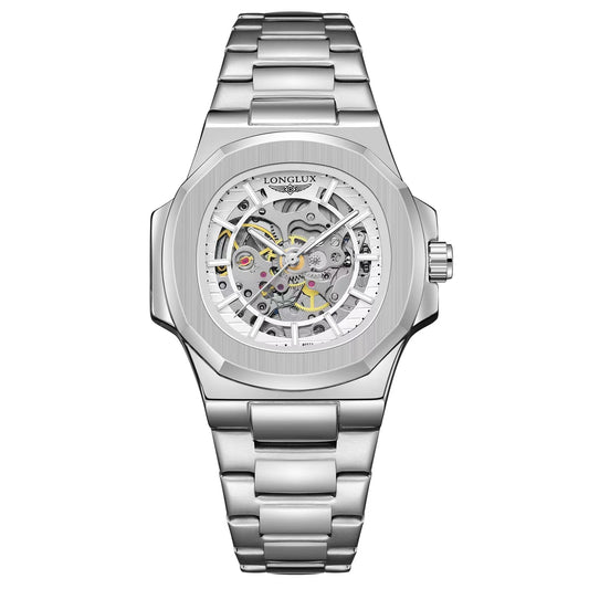 Men automatic watch luxury mechanical watches waterproof business skeleton wholesale stainless steel gift man watch