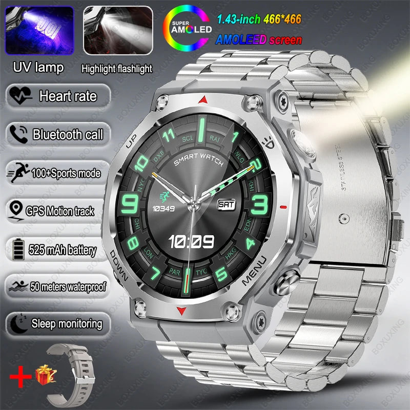 Nouvelle Montre Connectée T-Rex 3 Ultra Sports de Plein Air 2026 pour Hommes, Suivi GPS, Étanche 5 ATM, Fréquence Cardiaque, Appel Bluetooth HD