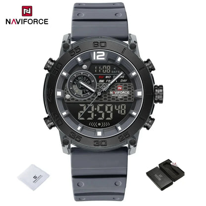 NAVIFORCE Nouvelle Montre-bracelet de Sport Multifonctionnelle pour Hommes, Légère, à Quartz, avec Chronomètre, Double Affichage de l'Heure et Lumière Nocturne, pour Garçons