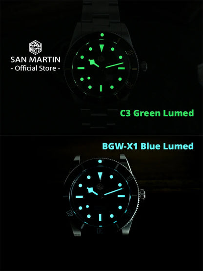 San Martin Nouvelle Montre Plongeur Homme Vintage BB54 Améliorée 37mm ST2130 Automatique Mécanique Saphir Lumineux Étanche 200m SN0138