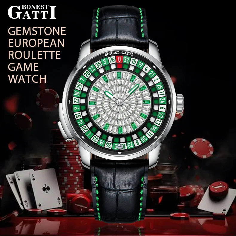 BONEST GATTI Men Automatic Watches European Button Roulette Fun Game Sapphire Glass Mechanical Watch Diamond Dial Men's Watch
