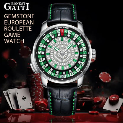 BONEST GATTI Men Automatic Watches European Button Roulette Fun Game Sapphire Glass Mechanical Watch Diamond Dial Men's Watch