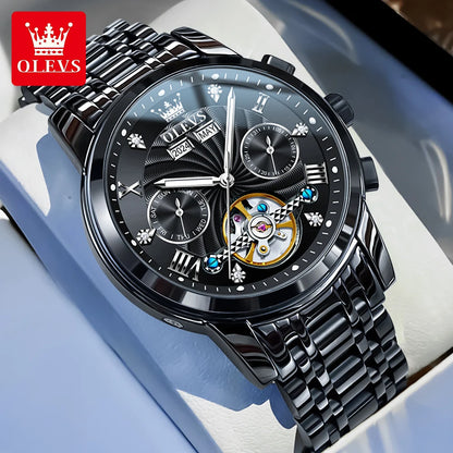 OLEVS 7088 Montre Homme de Luxe Originale Chronographe Date Acier Inoxydable Étanche Montre Mécanique pour Hommes NOUVEAU