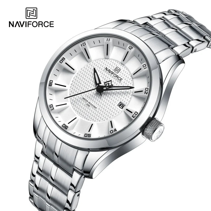 Montre NAVIFORCE Homme de Marque Haut de Gamme Étanche Quartz Business Décontractée Montres-bracelets Bracelet Acier Inoxydable Date Horloge Relogio Masculino