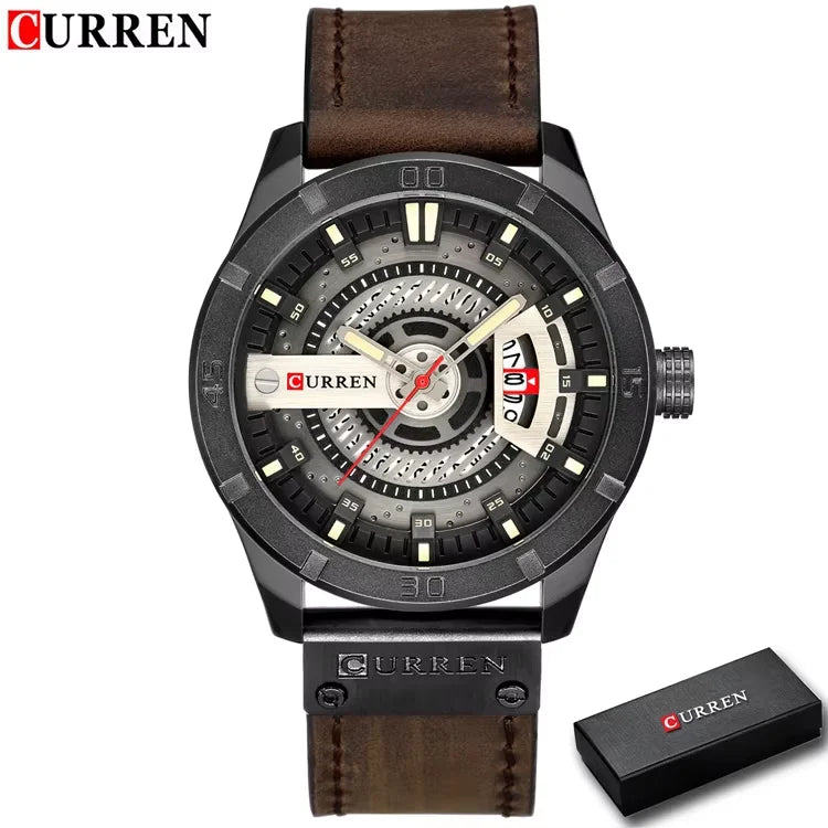 Marque de montres de luxe CURREN Montres de sport militaires pour hommes Montre à quartz pour hommes Décontractée en cuir Relogio Masculino