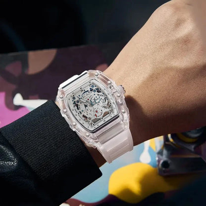 Hommes Montre Sport Tendance Personnalité Quartz Montre-Bracelet Transparent Étanche Horloge Masculine Mode Montres Cadeau