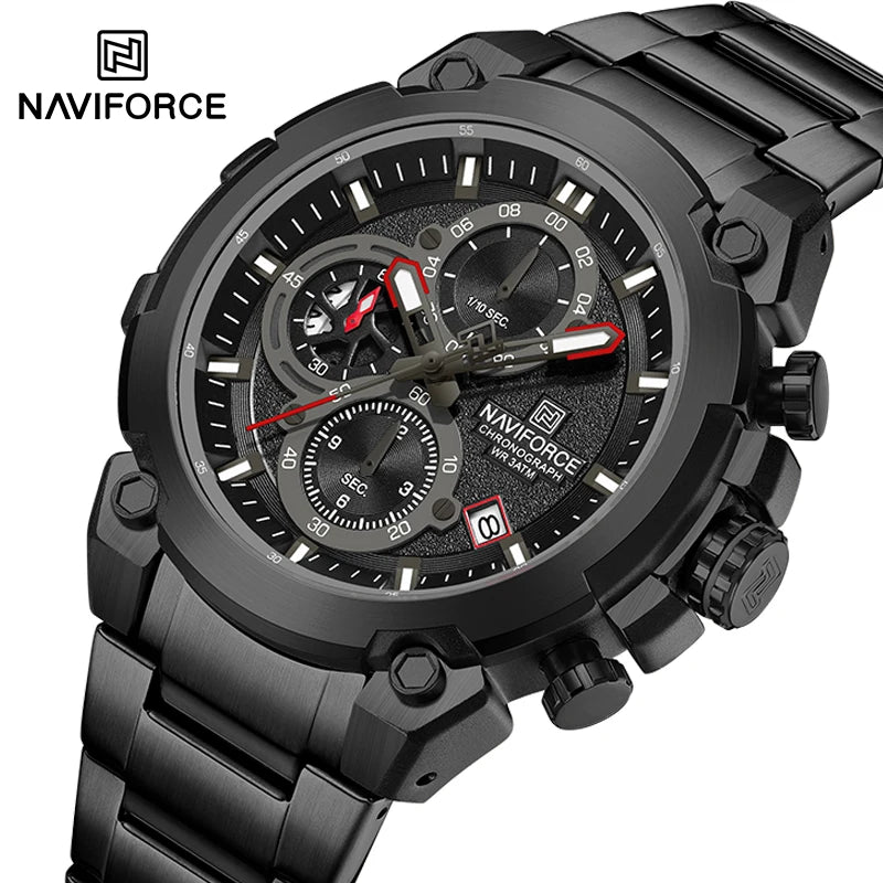 NAVIFORCE Montre Homme Mode Sport Chronographe Étanche Montres Hommes Affichage Calendrier Militaire Quartz Montre Homme Reloj Hombre