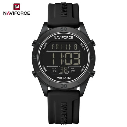 NAVIFORCE NF5054 Montre Sport Étanche LCD Numérique Jour et Date Bracelet Silicone Électronique