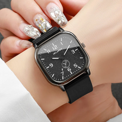 Montre Femme Tendance Carrée Décontractée Bracelet en Silicone Montres à Quartz Montre de Sport pour Hommes Femmes Étudiants (Sans Boîte)