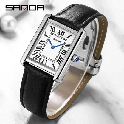 SANDA 9031/1108 Luxury Couple Quartz Watches for Men & Women, Waterproof Sport Casual Watch, Scratch Resistant Leather Strap