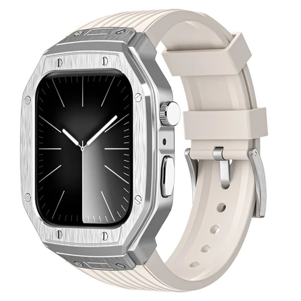 Modification Kit Metal Case & TPU Strap for iWatch Series 9 8 7 45mm 6 5 4 SE 44mm