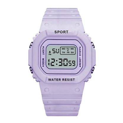 Montre de sport YIKAZE pour garçons et filles, montre électronique à LED pour étudiants, montre numérique carrée colorée pour hommes et femmes, montre étanche en caoutchouc