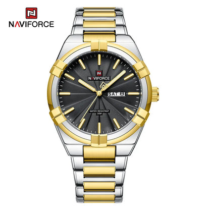 Montre bracelet à quartz pour homme de la marque NAVIFORCE, en acier inoxydable, étanche, horloge de luxe tendance et professionnelle NF9218
