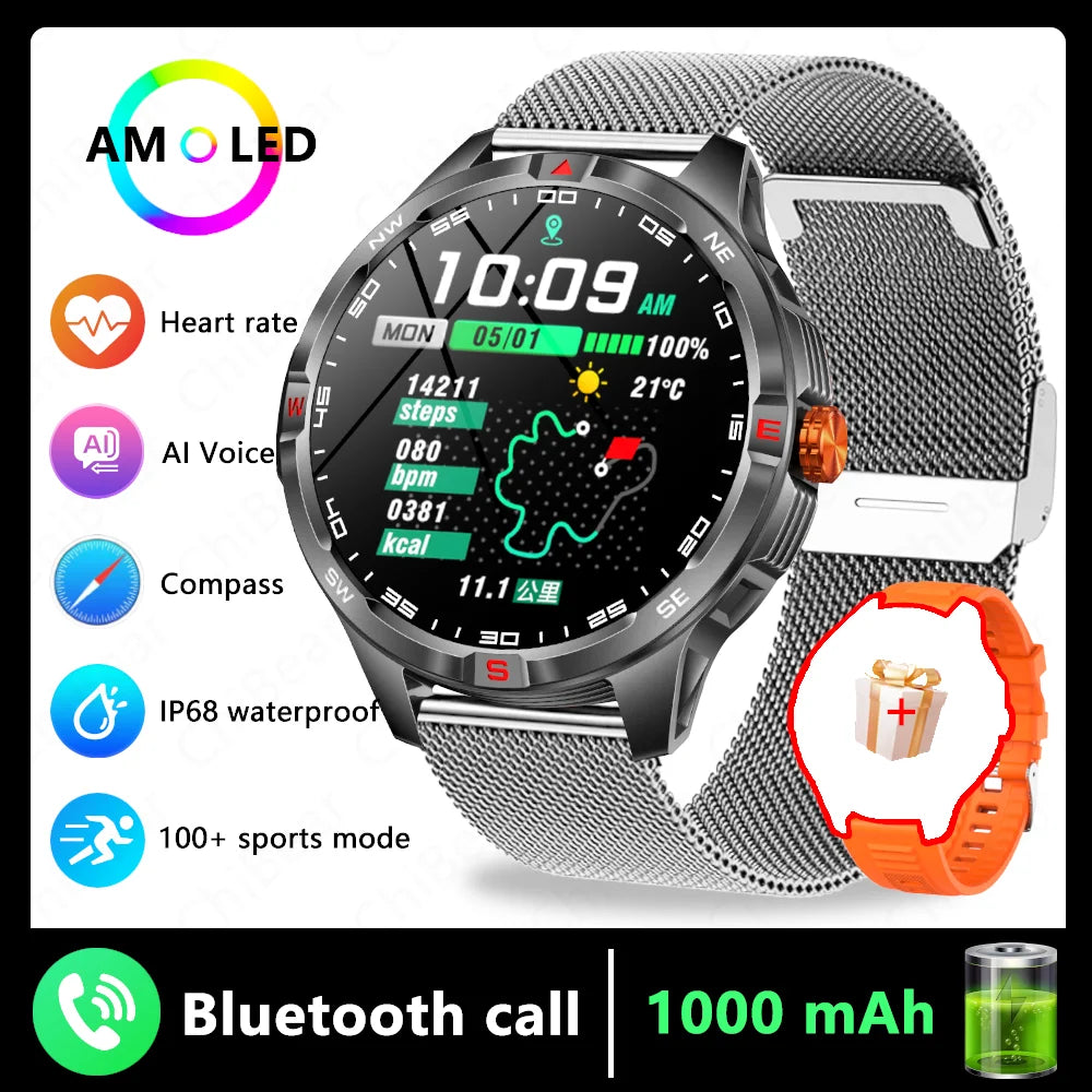 T-Rex 3 Military 1000mAh Battery Smart Watch Adult Men Compass Bluetooth Call AMOLED Screen Heart Rate Waterproof SmartWatches
