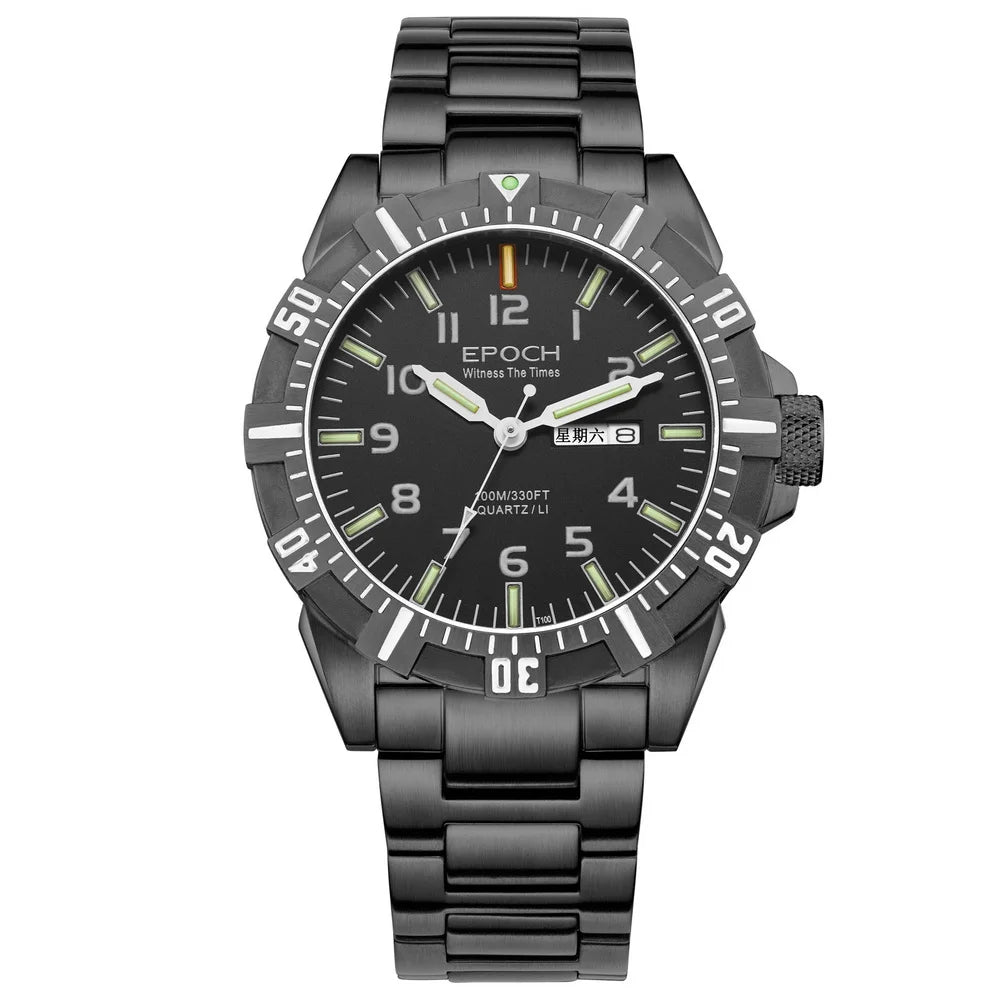EPOCH AB6020G Montre Militaire Sport Montre-Bracelet à Quartz Tubes Luminescents