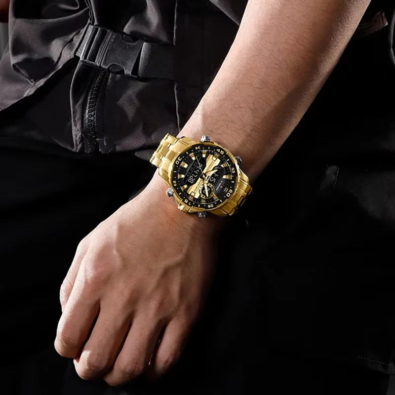 Montre homme NAVIFORCE de marque mode noir or, montres-bracelets de luxe à quartz, sport, étanche, bracelet en acier inoxydable NF9234