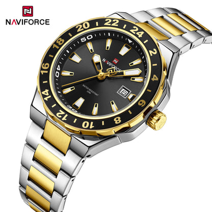NAVIFORCE – Montre de luxe sportive à quartz, lumineuse, avec calendrier, pour homme, en acier inoxydable, étanche, Relogio Masculino