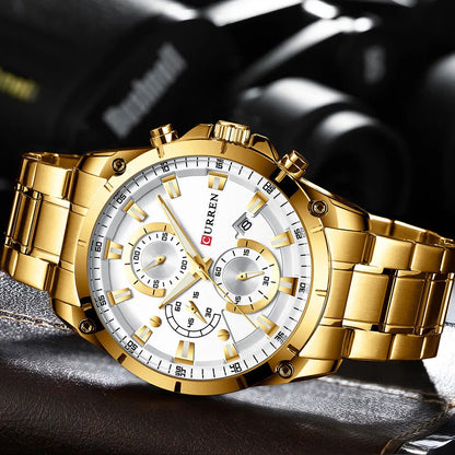 Montre-bracelet homme à quartz CURREN 8360, étanche, de style professionnel, minimaliste, en acier inoxydable, multifonction, six aiguilles, avec calendrier