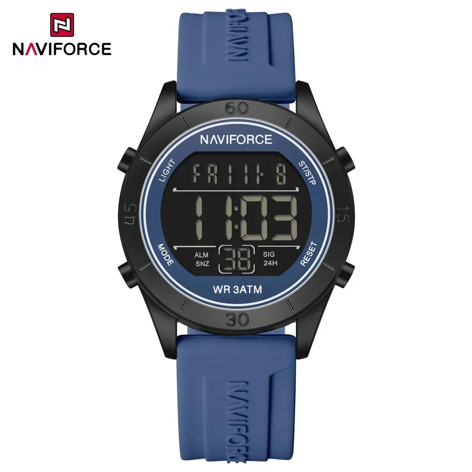 NAVIFORCE NF5054 Montre Sport Étanche LCD Numérique Jour et Date Bracelet Silicone Électronique