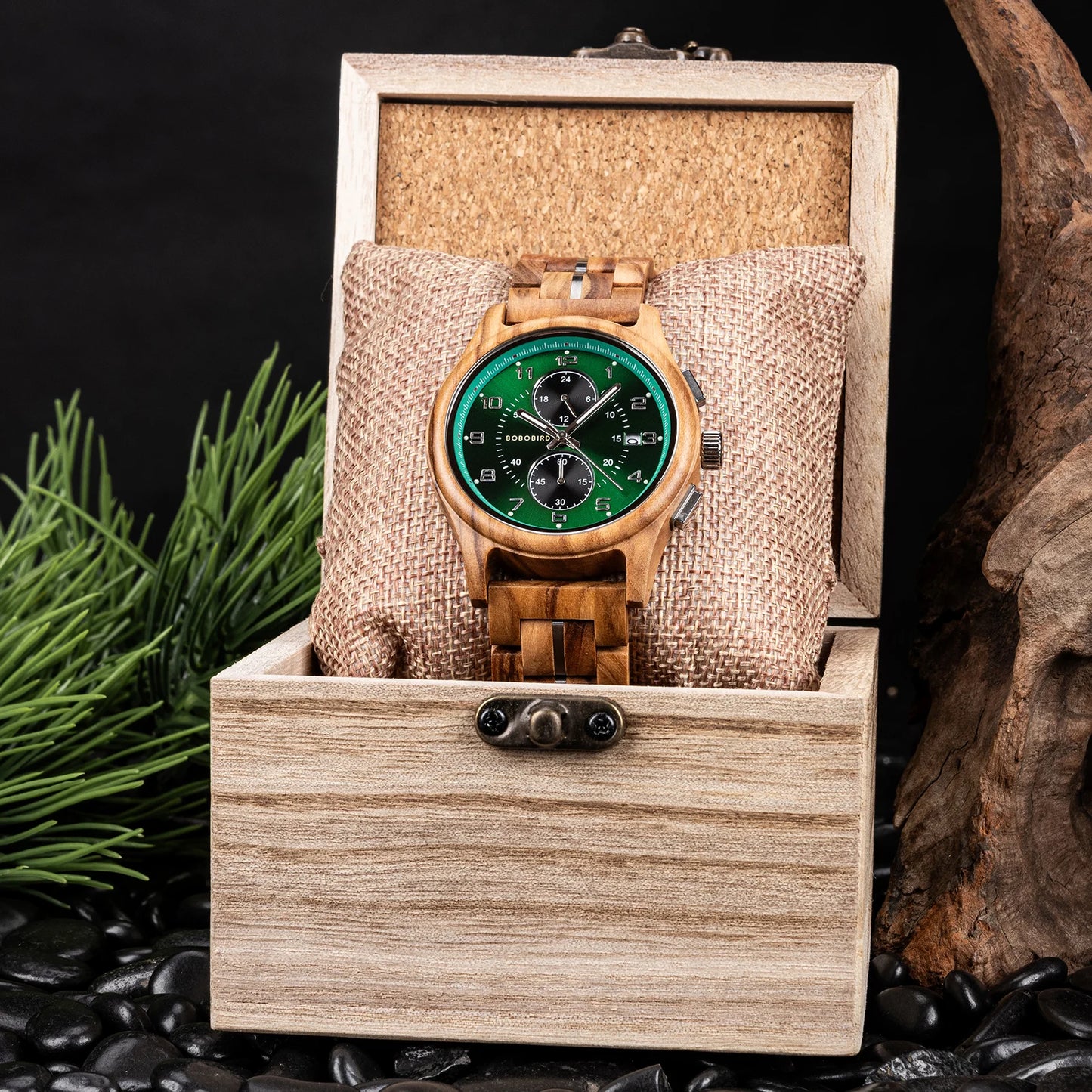 Montre en bois BOBO BIRD pour homme, Montre-bracelet vintage faite à la main, Nouvelle montre en quartz en bois élégante, Montre en bois naturelle unique et personnalisée