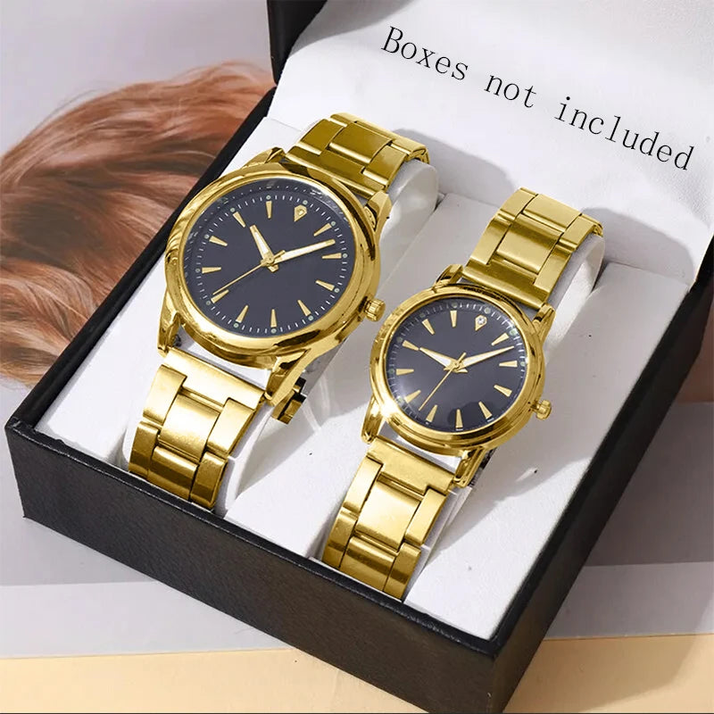 2 Montres de Couple Homme Montre d'Affaires Femme Montre à Quartz Analogique Tendance (Sans Boîte)