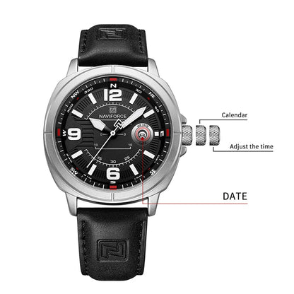 NAVIFORCE NF8078 PU Band Calendar Date Display Watch