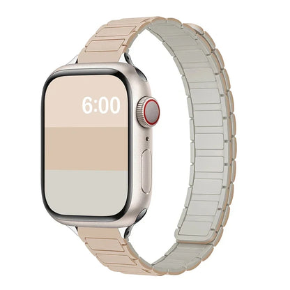Bracelet fin en silicone à sangle magnétique pour femme pour Apple Watch S11 10 46/42mm 45mm 44 38mm 40mm 41mm 42mm iWatch SE 9 8 7 6 5 4 3 2 1