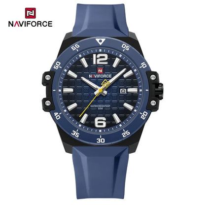 Montre de mode NAVIFORCE pour hommes avec bracelet en silicone Mouvement à quartz Montre élégante pour hommes Classique Étanche 5ATM Montres pour hommes