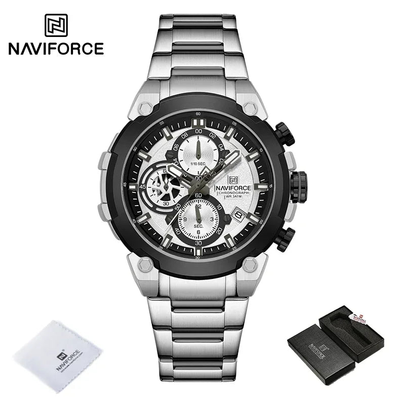 Montre Militaire Homme NAVIFORCE Luxe Étanche Quartz Chronographe Bracelet Montre Masculino Tendance Horloge