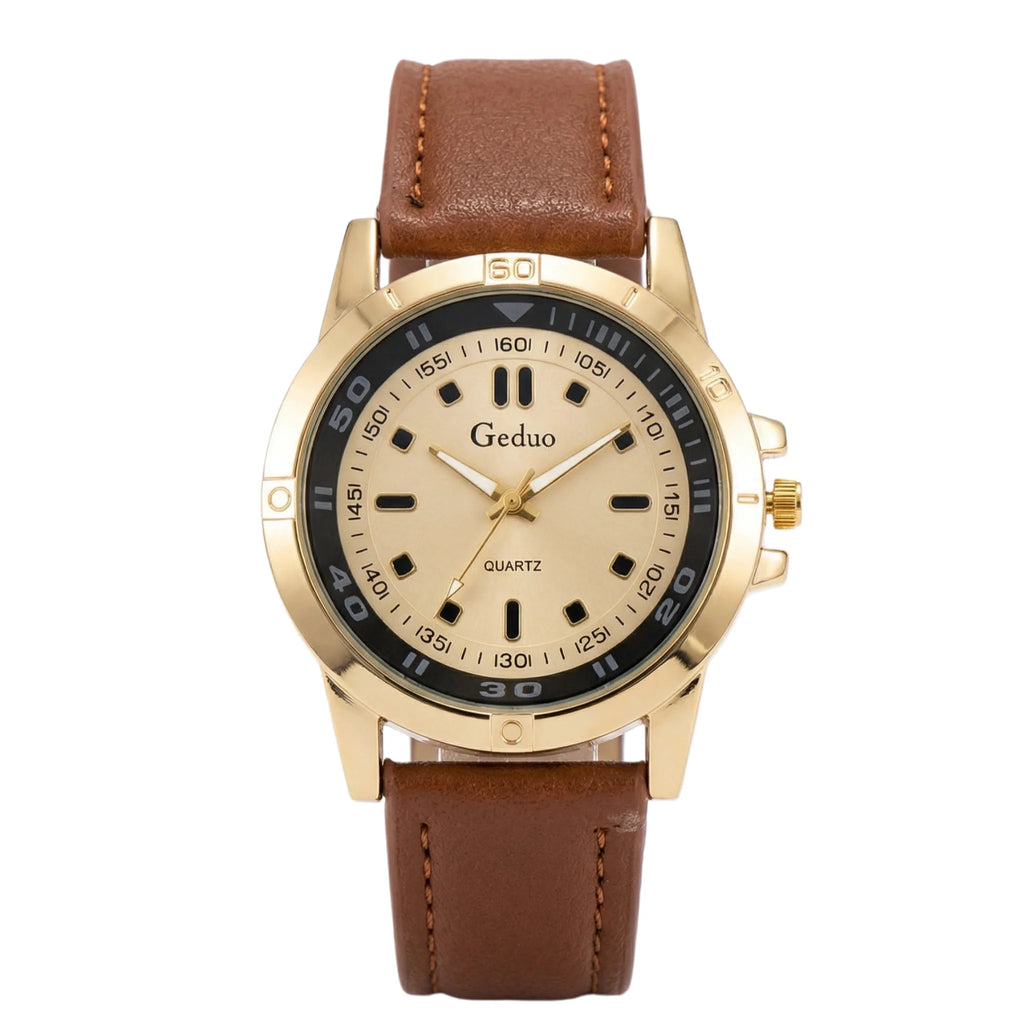 2026 New Fashion Men's Quartz Watch Leather Strap Analog Csual Wristwatch