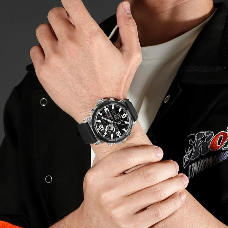 NAVIFORCE 2026 Montre homme nouvelle 5ATM étanche Double affichage Chronographe Réveil Montre-bracelet Montres tendance pour homme NF7130