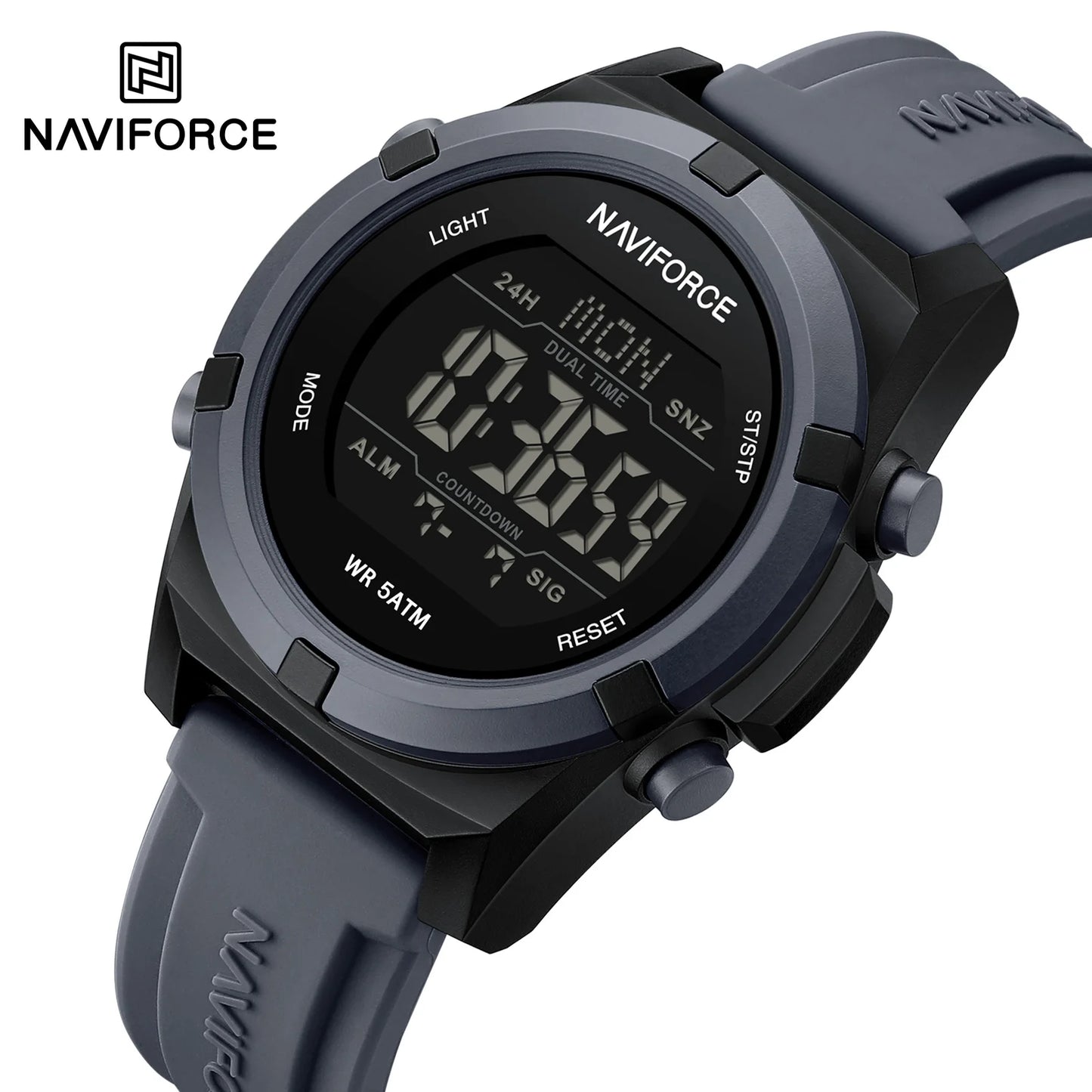 NAVIFORCE – Montre de sport numérique militaire de luxe pour homme, étanche, bracelet en silicone, Relogios Masculino