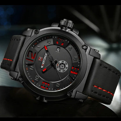 NAVIFORCE NF9099 Montre Militaire en Cuir à Quartz pour Homme Horloge Étanche Garçon Montres de Sport