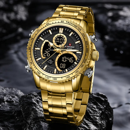 NAVIFORCE 2025 Nouvelle Montre Sport Homme Luxe Originale Montre-Bracelet en Acier Inoxydable Hommes Double Affichage Militaire Montres Étanche