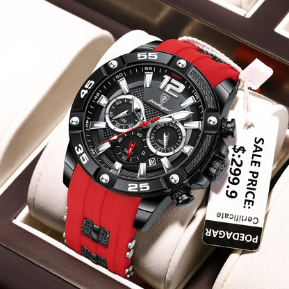 POEDAGAR Montre Homme Luxe Décontractée Étanche Lumineuse Chronographe Date Montre-Bracelet Homme Militaire Quartz de Haute Qualité