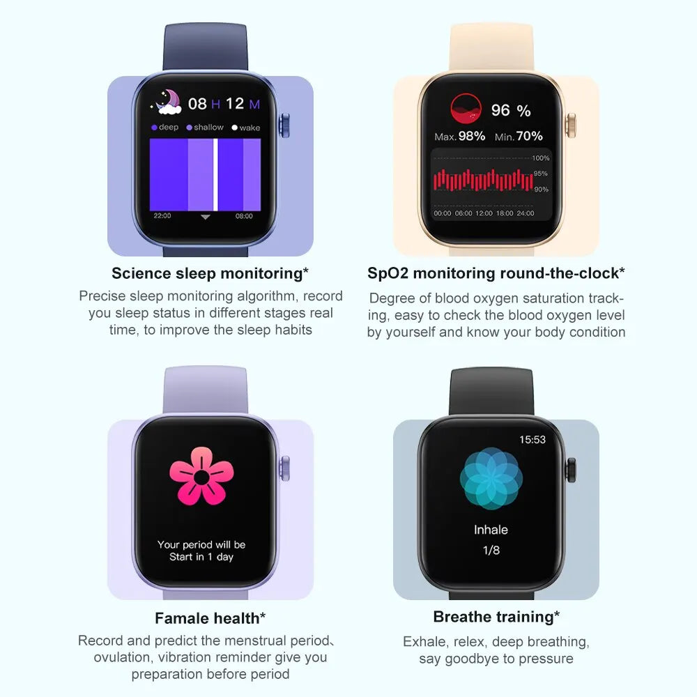 COLMI P71 Montre connectée avec appels vocaux, surveillance de la santé, étanchéité IP68, notifications intelligentes, assistant vocal pour hommes et femmes