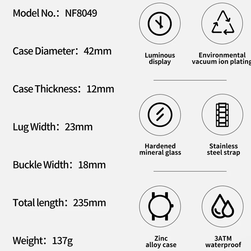 NAVIFORCE Montres Homme Quartz Tendance Affaires Classique Étanche Bracelet Acier Inoxydable Montre-bracelet Nouvelle horloge Homme en 2024