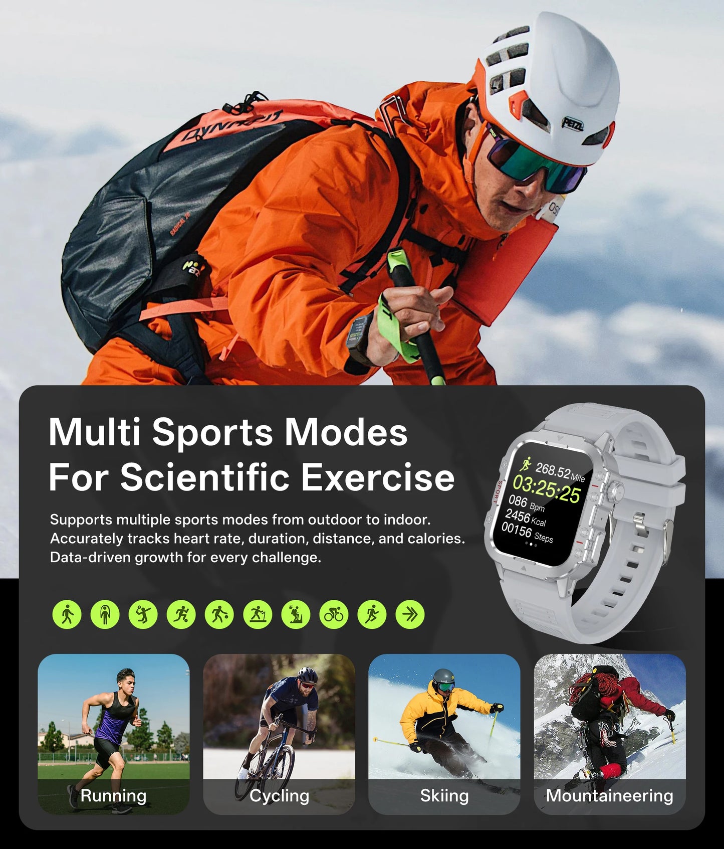 Montre intelligente militaire pour hommes 2026 IP67 3ATM, moniteur de santé de suivi de fitness sportif en extérieur de 1,44 pouce avec appel Bluetooth