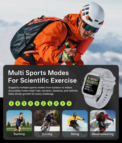 Montre intelligente militaire pour hommes 2026 IP67 3ATM, moniteur de santé de suivi de fitness sportif en extérieur de 1,44 pouce avec appel Bluetooth