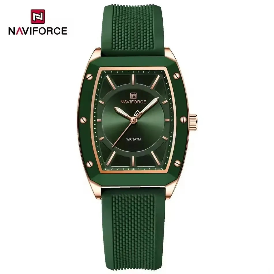 NAVIFORCE 5049 Montre-bracelet à quartz tendance pour femme, décontractée, lumineuse, étanche, bracelet en silicone, montres élégantes pour femme d'affaires