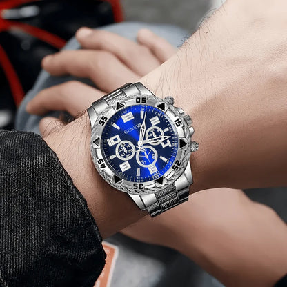 Ensemble de Montres Classiques pour Homme, Montres à Cadran Rond en Quartz avec Bracelet en Acier Inoxydable pour Homme, Choix de Cadeau Idéal