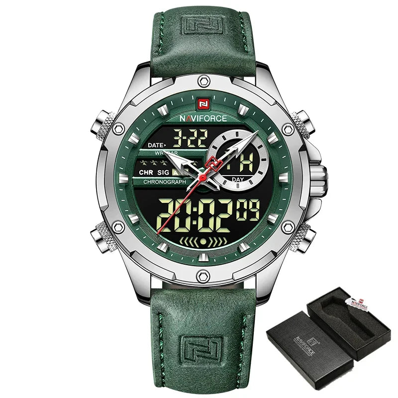 NAVIFORCE NF9208 Digital Men Military Watch Waterproof Wristwatch LED Quartz Clock Sport Big Watches