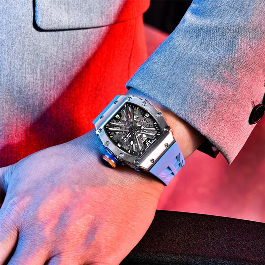 ChronoState Vertex Elite Rectangle Skeleton Quartz Watch for Men