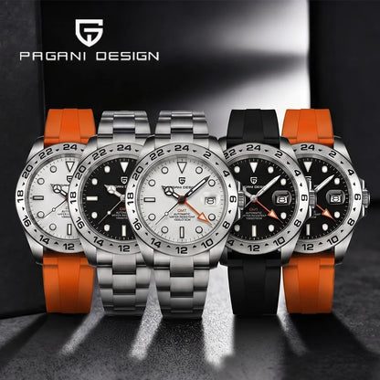 Pagani Design 2026 Nouvelle montre de plongée pour homme 42 mm saphir automatique mécanique GMT 100 m étanche PD1682