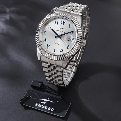 Sports Stainless Steel Quartz Watch Men's Fashion Luxury Business Wristwatch Chronograph Reloj for Men Women Birthday Gift