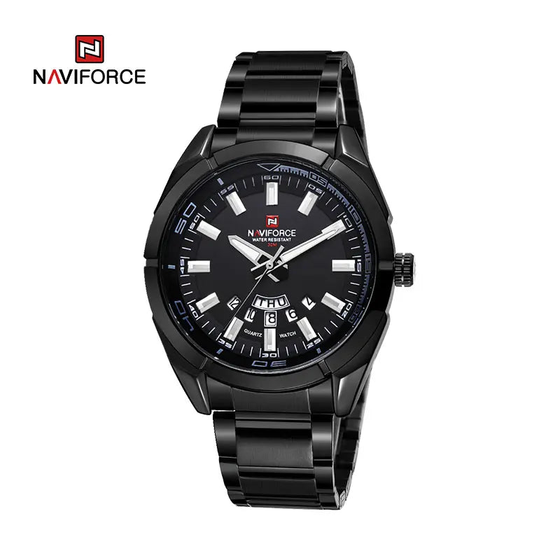 Montre NAVIFORCE classique décontractée pour homme, en acier inoxydable, sport, étanche, affichage de la date, horloge à quartz, Relogio Masculino