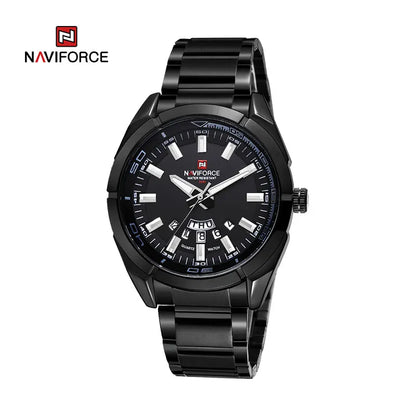 Montre NAVIFORCE classique décontractée pour homme, en acier inoxydable, sport, étanche, affichage de la date, horloge à quartz, Relogio Masculino
