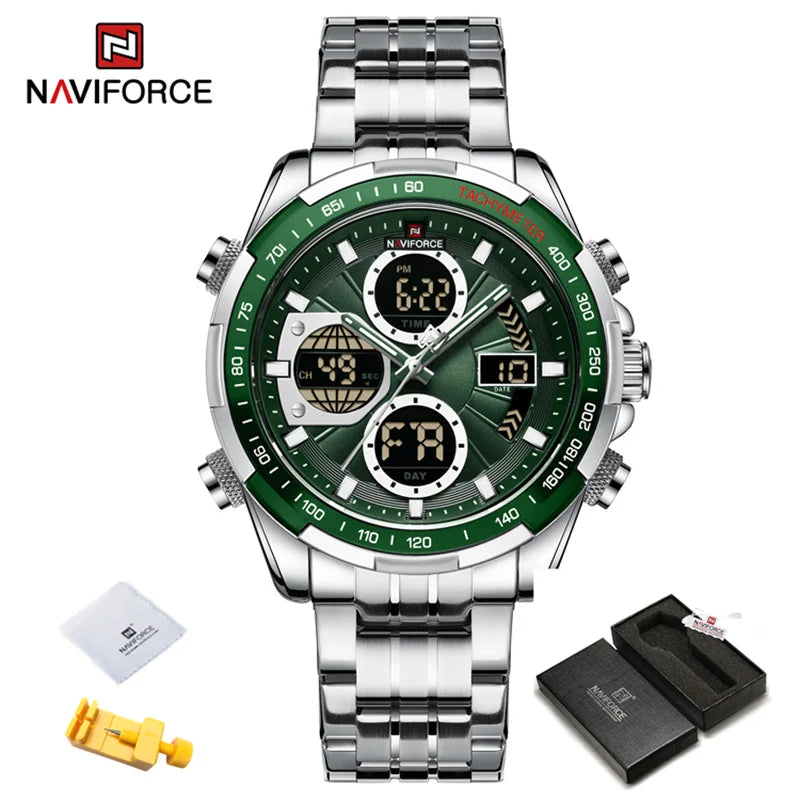 Montre Militaire NAVIFORCE pour Homme Chronographe Multifonction Sport Étanche 3ATM avec Alarme Affichage Jour et Date Cadeaux pour Hommes Horloge