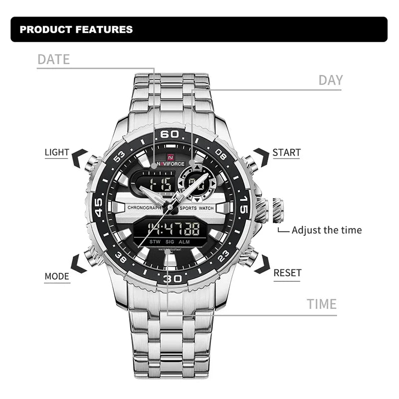 NAVIFORCE NF9234 Analog Digital Dual Time Watch
